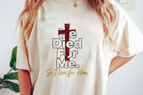 Christian Cross He Died for Me Gold PNG