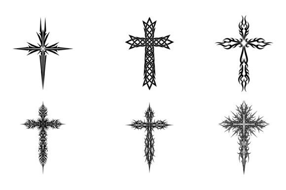 Christian Cross Tattoo Set Design T-Shirt Designs