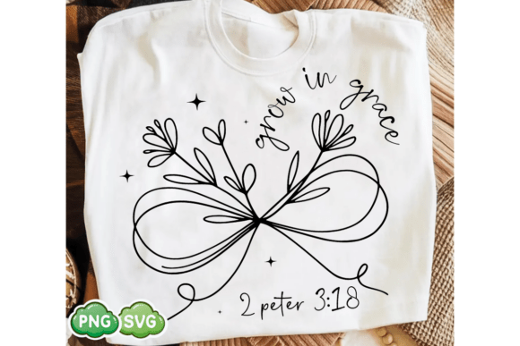 Grow in Grace SVG: Floral Christian Bow T-Shirt Designs