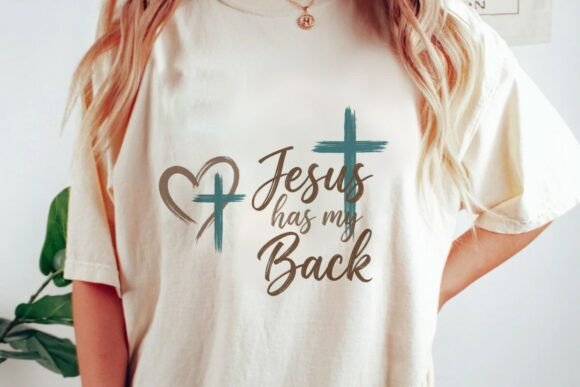 Jesus Has My Back Cross Heart PNG