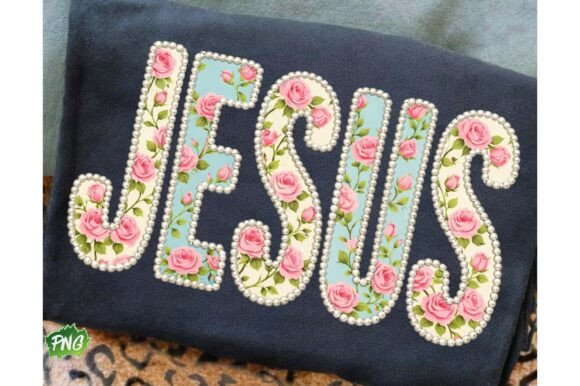 Jesus Pearls PNG: Easter Floral T-Shirt Designs