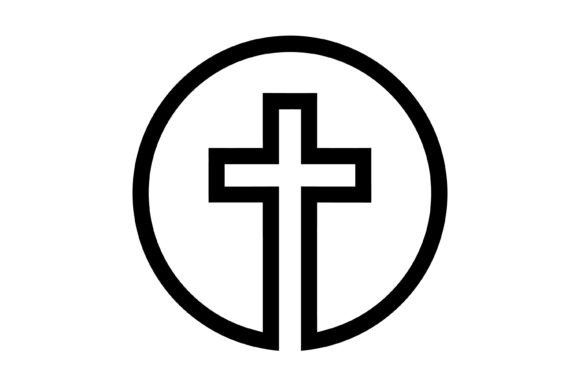 Minimal Christian Cross Circle Logo for T-Shirt Designs
