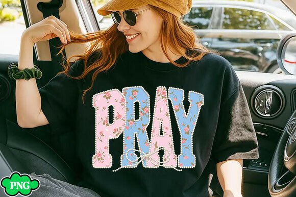 PRAY PNG, Crochet Christian Checkered