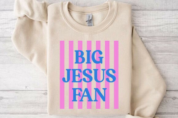 Striped Big Jesus Fan: Preppy Christian T-Shirt Designs