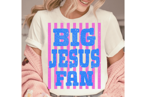 Striped Big Jesus Fan SVG, Christian T-Shirt Designs